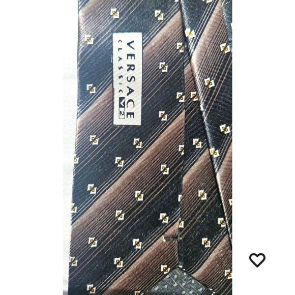 New Versace 100% Silk Men's Tie  Made In Italy Rich Brown Pattern - Picture 4 of 6